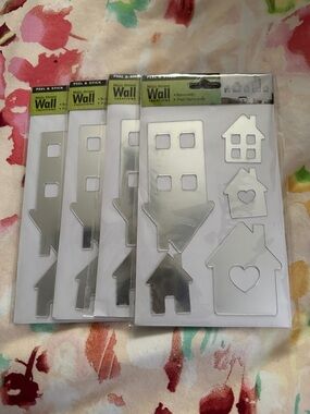 Silver Peel & Stick House Wall Accents lot of 4